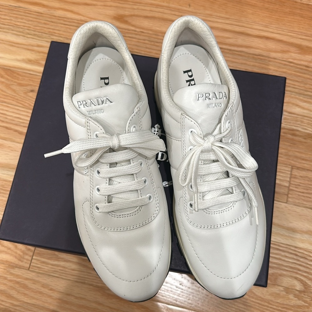 Prada calzature Donna white sneakers size 41 USA 10 - Picture 2 of 9